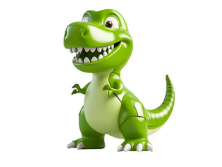 Naklejka premium 3D rendering of a green T-Rex dinosaur toy