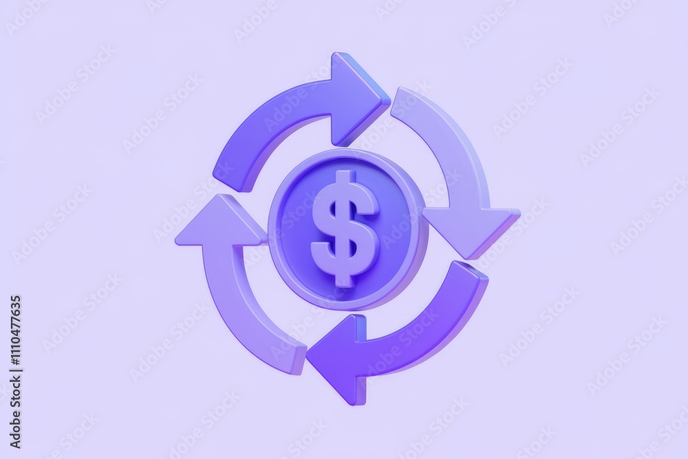 Aufkleber Continuous money flow represented by circular arrows and dollar sign.