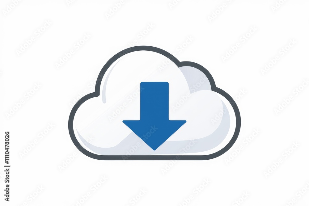 Aufkleber cloud download icon depicting the process of downloading files from a cloud storage service.