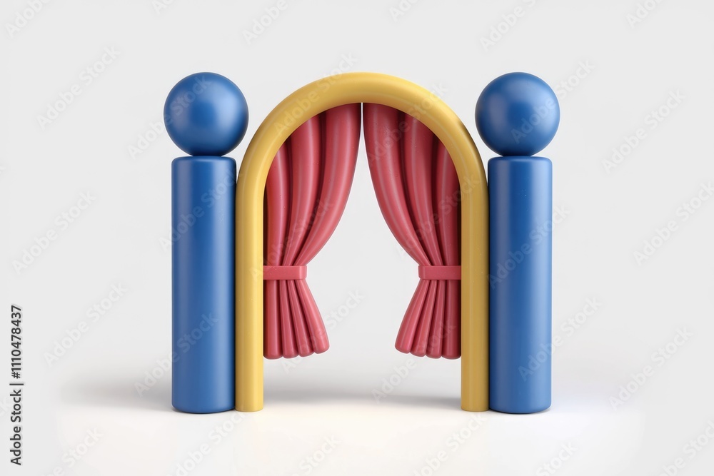 Poster whimsical 3d archway for stage or event entrances.