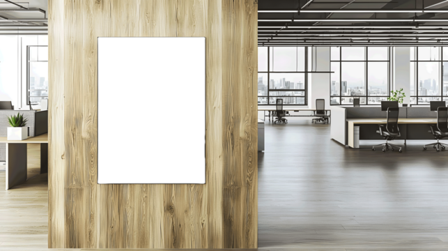 Modern office interior with a blank canvas