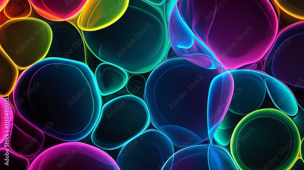 Poster vibrant neon bubbles creating a playful abstract background design