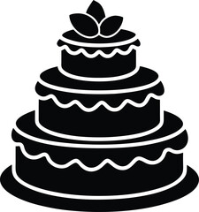 Wedding cake, Wedding cake Icon Vector Silhouette, layer wedding cake Illustration with white background