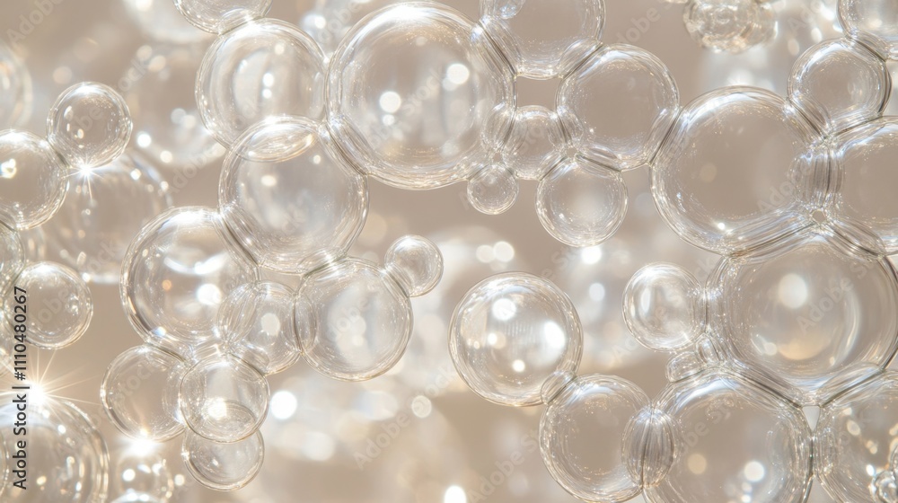 Poster abstract arrangement of bubbles in various sizes and shapes