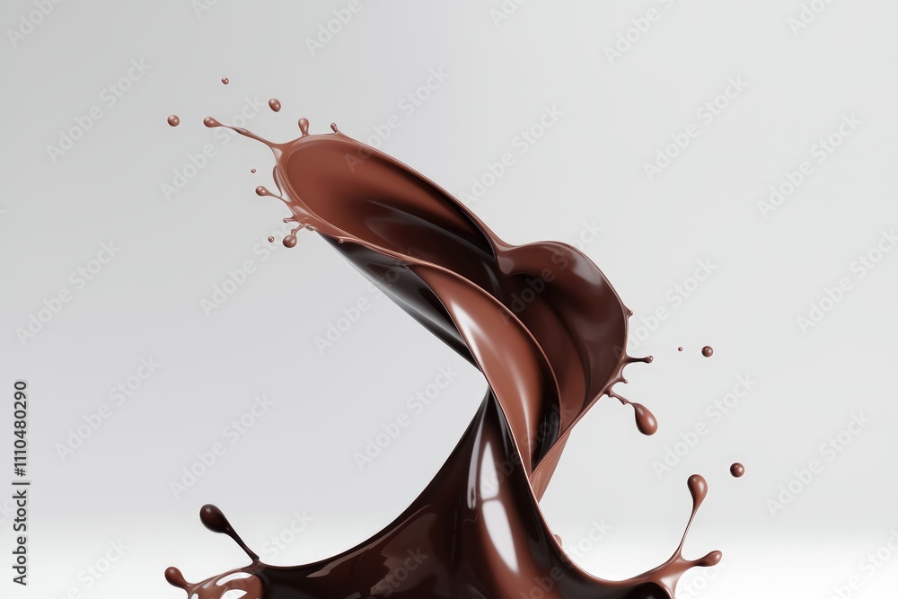 Poster A mesmerizing swirl of rich  dark chocolate  captured in a dynamic splash.
