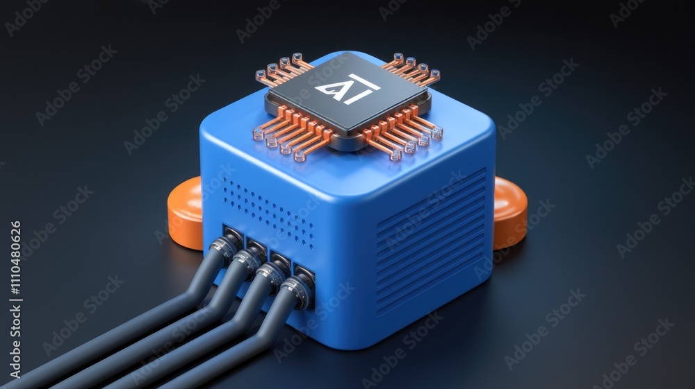 Fototapete AI processor unit with advanced technology and multiple connections.