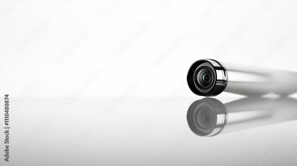Poster close-up of a sleek web camera positioned against a smooth surface