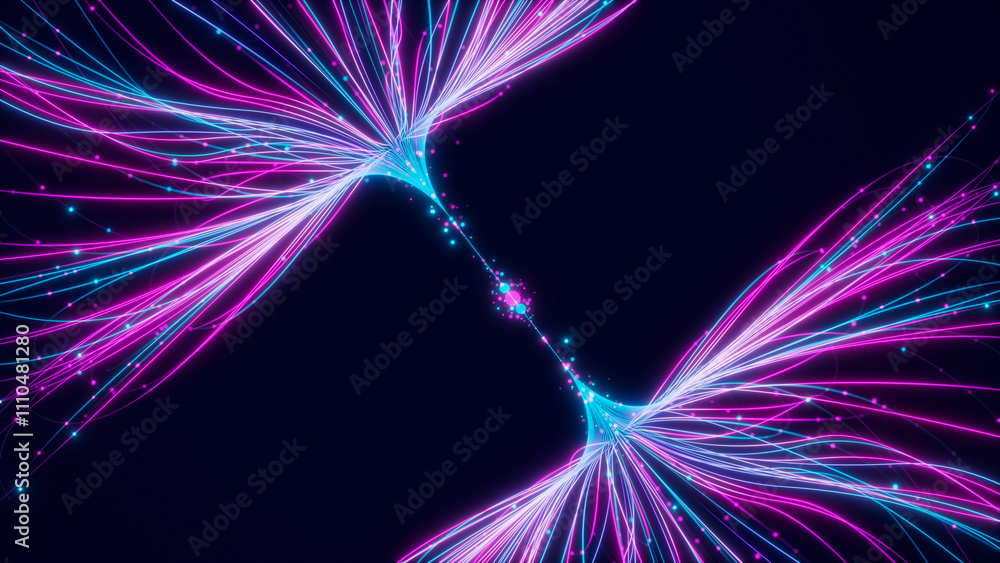 Poster Big data artificial intelligence machine learning neural network flow complex information science innovation technology data analysis visualization cyberspace future. 3d rendering.