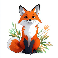 Obraz premium playful cartoon fox with bushy tail and vibrant colors