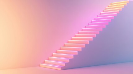 Obraz premium Abstract Neon Staircase Design with Bright Colors in a Contemporary Style