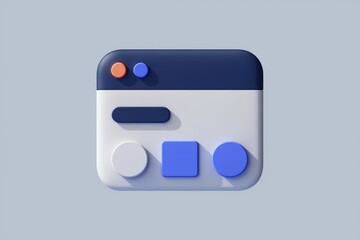 Fototapeta premium A minimalist 3D illustration of a website interface with simple shapes and color scheme.