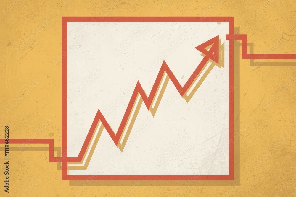 Aufkleber an upward trending arrow graph symbolizes growth progress and success.