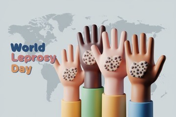 Hands with leprosy lesions raise awareness for World Leprosy Day.