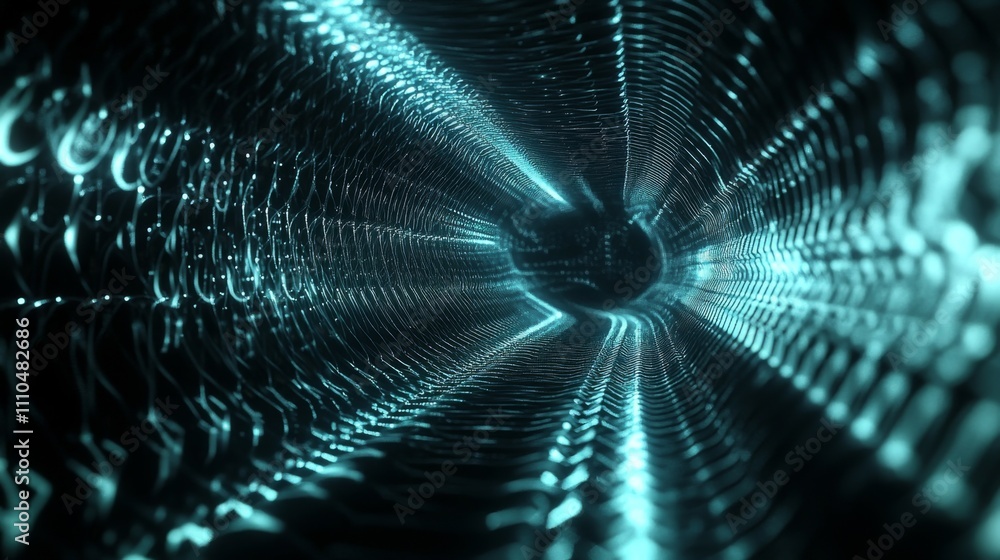 Aufkleber holographic 3d sound waves in dark void with abstract background