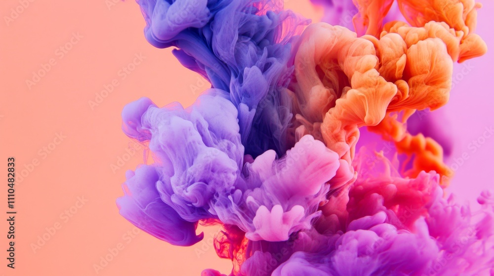 Poster abstract ink drops creating organic floral patterns in colorful swirls