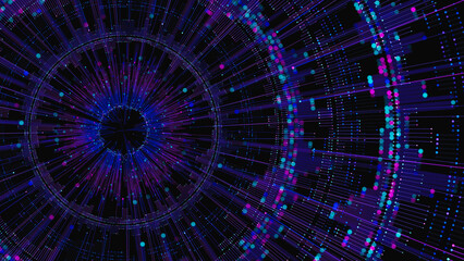 Big data artificial intelligence machine learning neural network flow complex information science innovation technology data analysis visualization cyberspace future. 3d rendering..