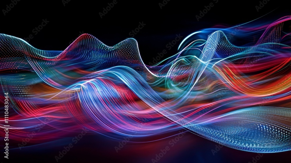 Poster abstract light trails creating organic waves and shapes in motion