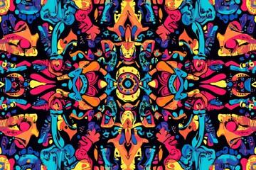 Obraz premium Colorful psychedelic mandala pattern creating a stunning visual experience