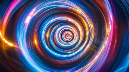 Abstract Light Trails Forming Spirals in Organic Shapes and Colors