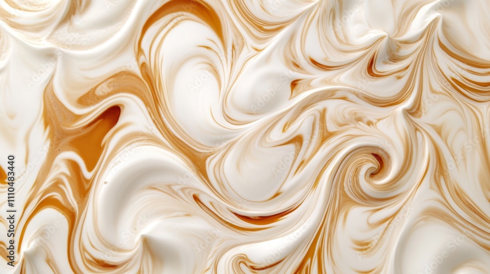 Aufkleber milk and coffee swirls create intricate patterns on smooth surface