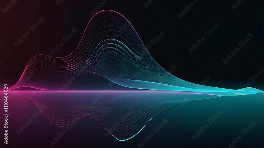 Poster technological background, digital wave pattern with vibrant gradient colors, copy space, flowing lin