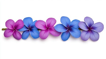 A photostock of a colorful Hawaiian lei made of plumeria flowers in vibrant shades, isolated on a clean white background. High Quality