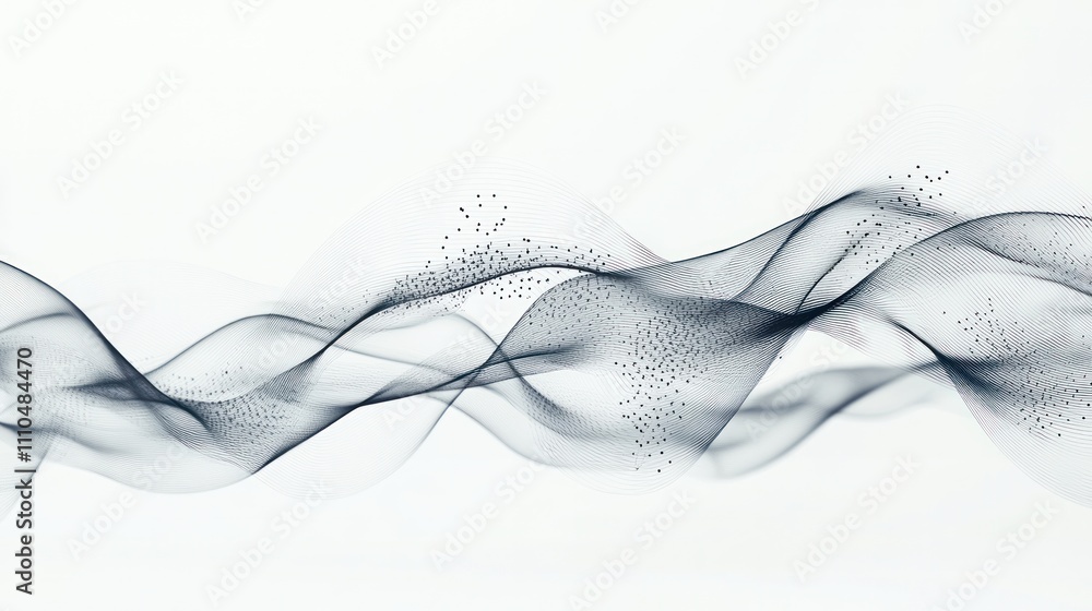 Fototapete nodes and lines arranged in a fluid, wave-like pattern, conveying motion and innovation on a minimal