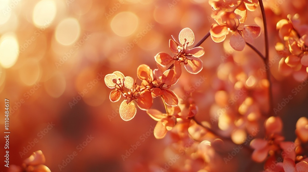 Poster warm bokeh patterns with organic shapes in soft colors