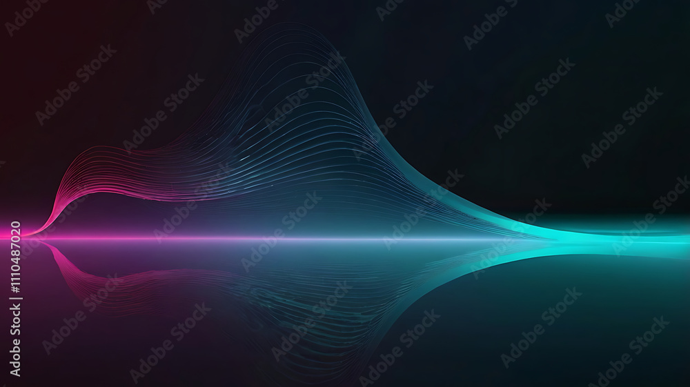 Poster technological background, digital wave pattern with vibrant gradient colors, copy space, flowing lin