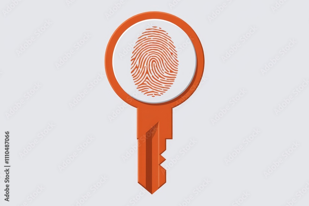 Aufkleber Fingerprint key  Unique biometric security access  unlocking digital data protection.