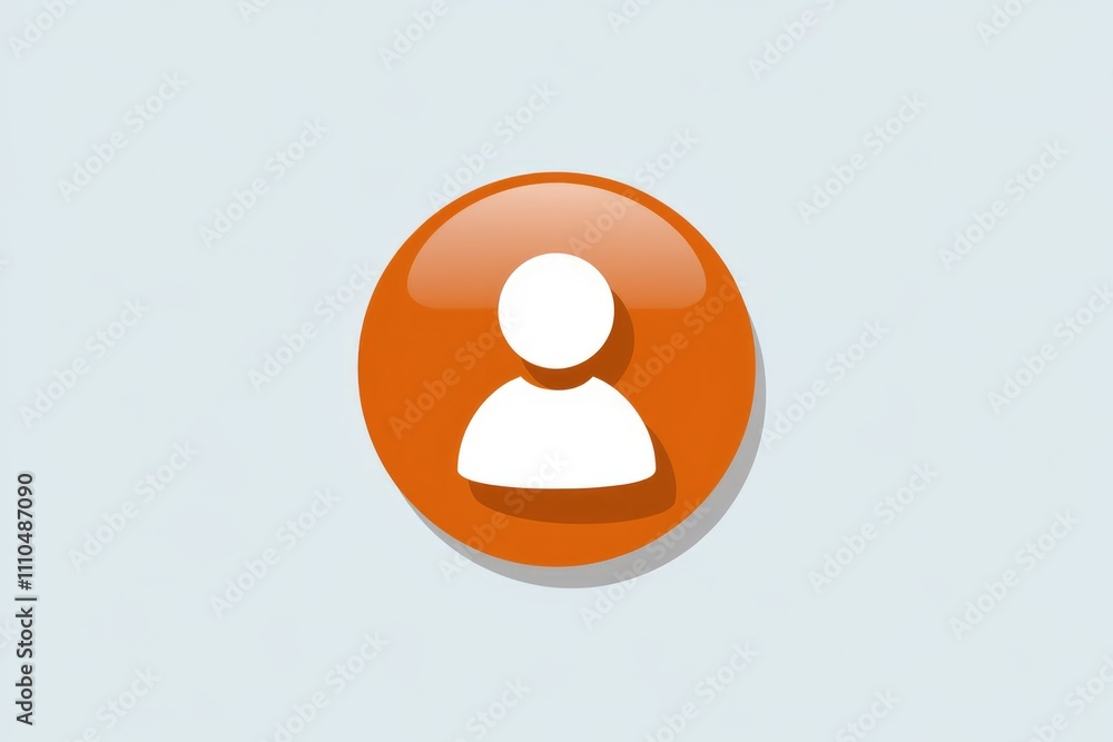 Poster orange circle with a white user icon signifying profile account or person.