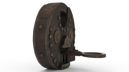 Fototapeta premium combination padlock with white background