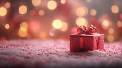 Festive gift box with soft glowing lights
