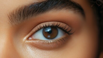 Obraz premium Close-up of a brown eye showcasing beauty, detail, and natural texture.