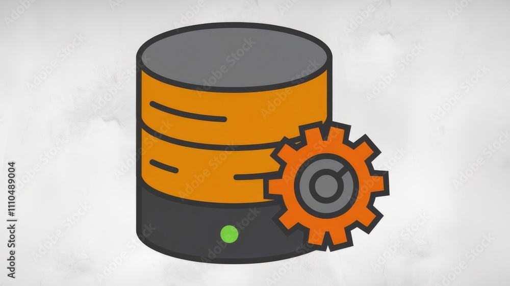 Leinwandbilder Database management system configuration and settings with gear icon.