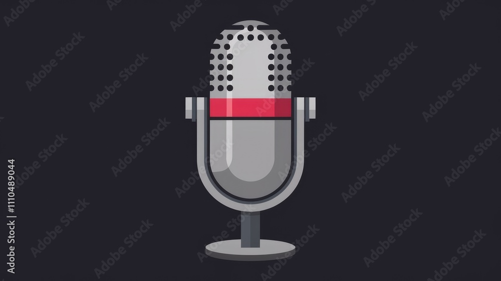 Poster a retro style microphone icon perfect for podcasting broadcasting or recording audio.