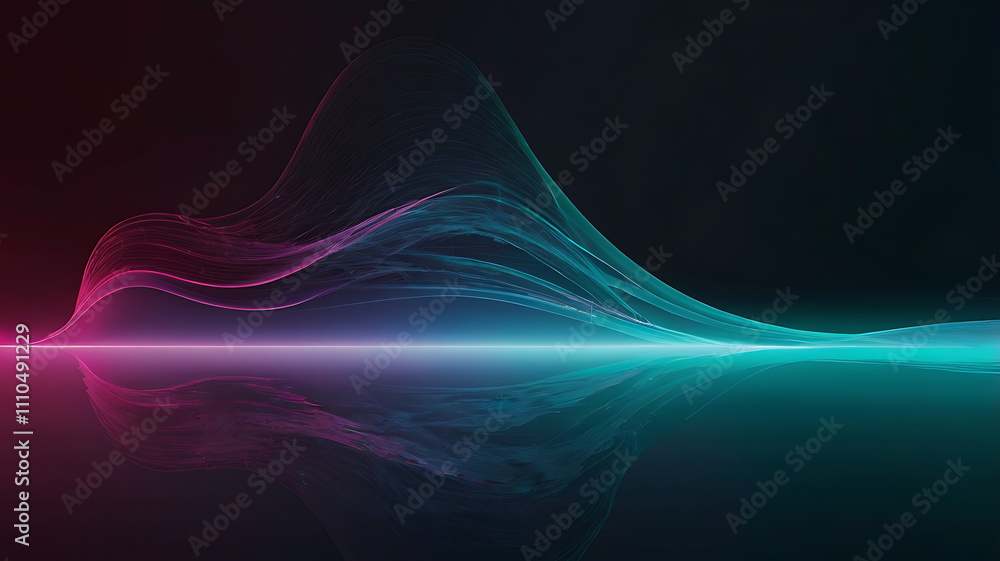 Poster technological background, digital wave pattern with vibrant gradient colors, copy space, flowing lin