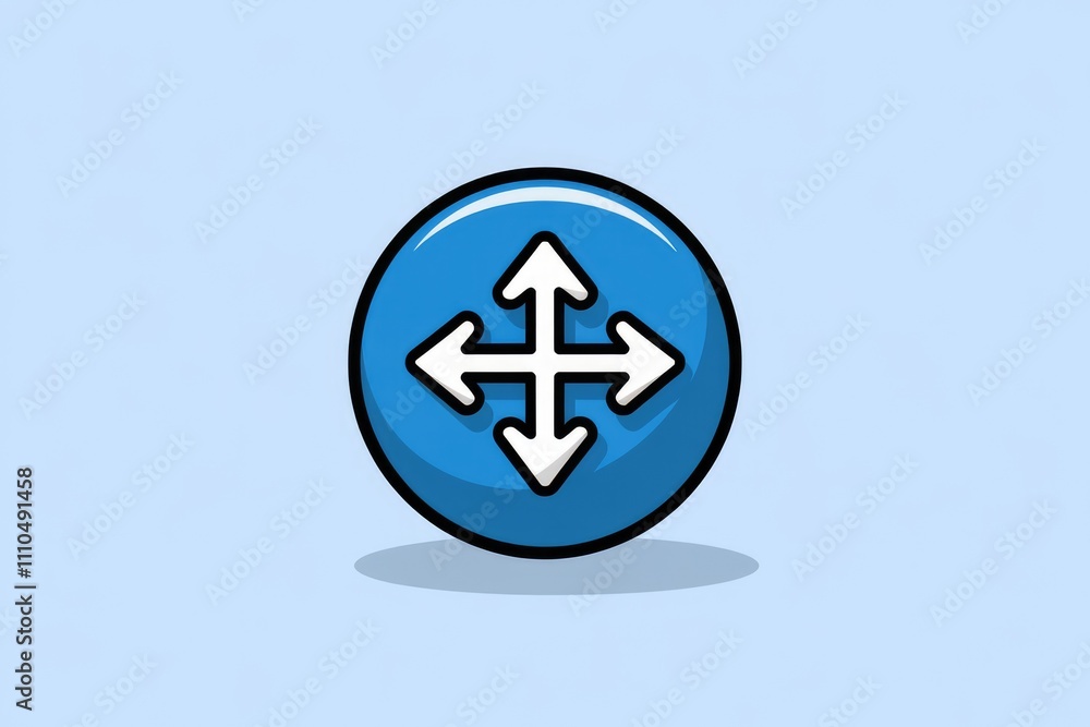 Poster Four arrows pointing in different directions  indicating movement or navigation.