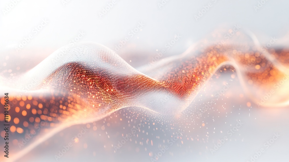 Poster conceptual image of a sleek and minimalistic quantum processing unit surrounded by dynamic waves