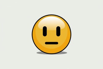 Fototapeta premium A yellow emoticon with a neutral expression conveying indifference or calmness.
