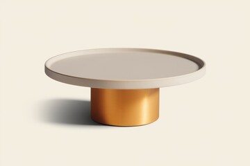 A minimalist beige and gold cake stand  perfect for displaying desserts or treats.