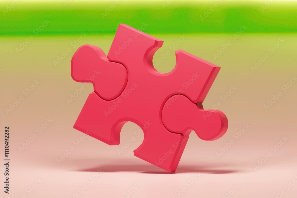 Poster pink puzzle piece symbolizes connection and problem solving.