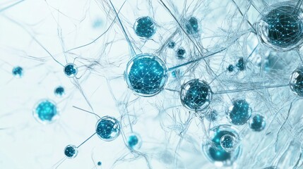 Futuristic quantum computer design with intricate circuits and glowing blue nodes suspended