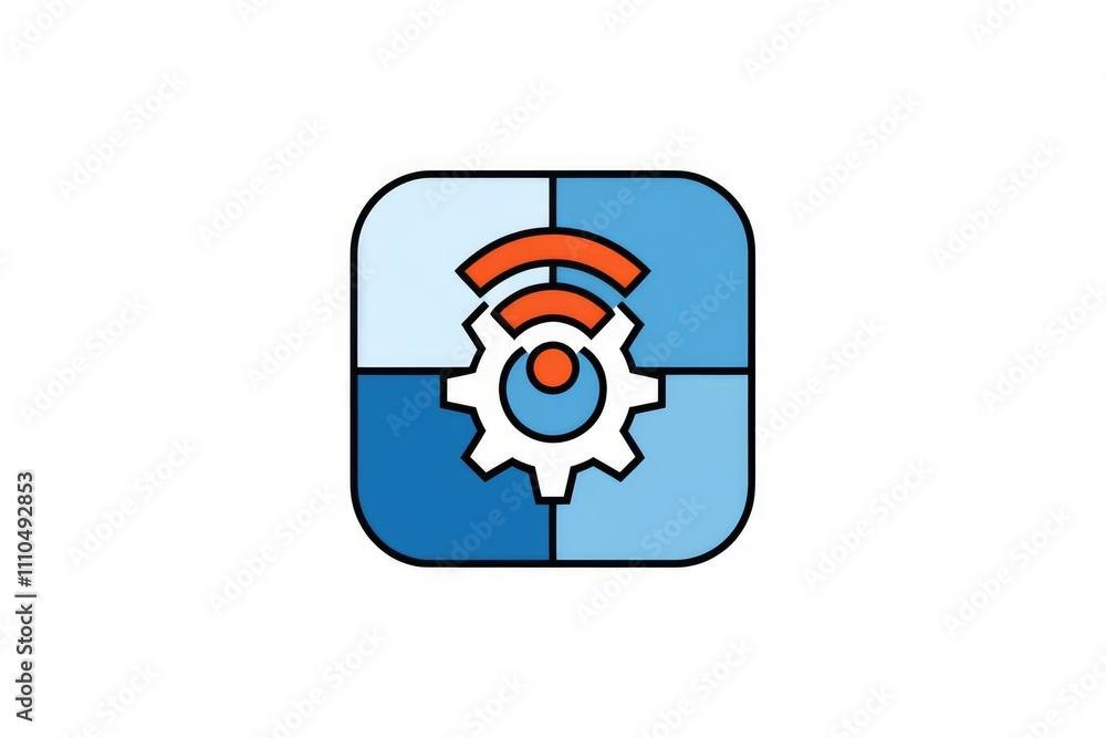 Fototapete Connected gear mechanism  symbolizing smart technology and network integration.