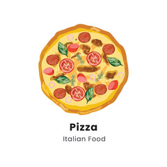 Hand drawn vector illustration of Pizza Italian Food