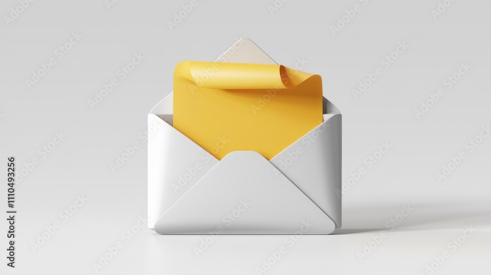 Poster A white envelope with a yellow message partially visible  suggesting communication or a new message.