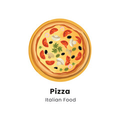 Hand drawn vector illustration of Pizza Italian Food