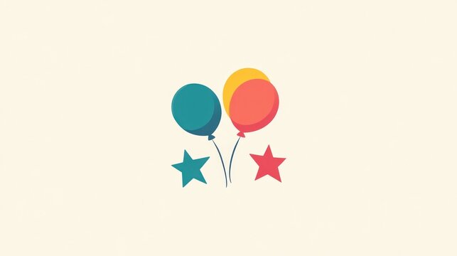 Naklejki Event planning logo, balloon and star icon, cheerful colors 