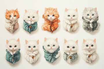 Fototapeta premium set of cats