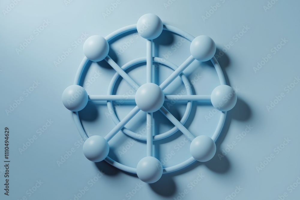 Poster Abstract 3D rendering of a network or molecule structure with interconnected nodes.